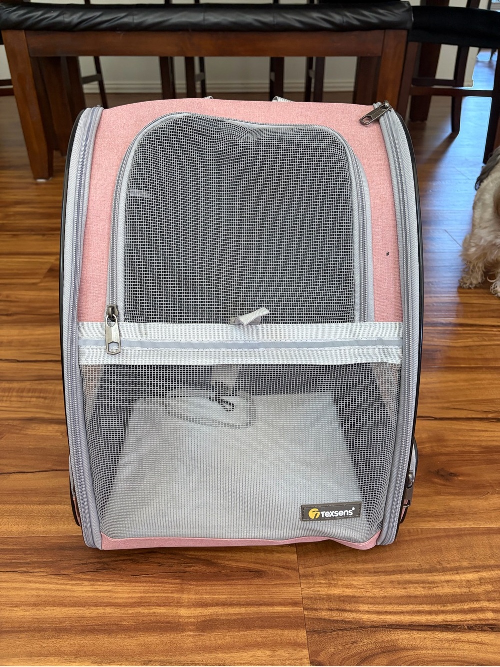 Texsens Pink & Gray Mesh Pet Carrier